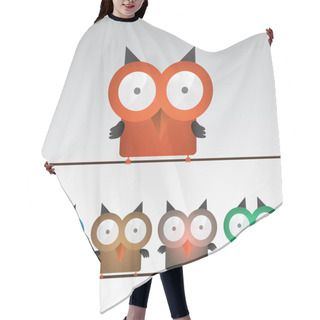 Personality  Vector Illustration Of Colorful Owls Hair Cutting Cape
