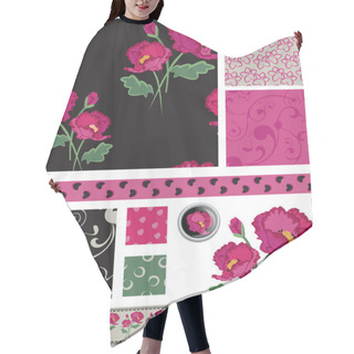 Personality  Black And Pink Poppy Vector Patterns Hair Cutting Cape