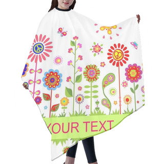 Personality  Greeting Card With Abstract Hippie Flowers Border Hair Cutting Cape