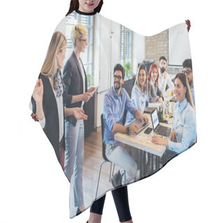 Personality  Business Colleagues In Conference Meeting Room During Presentation Hair Cutting Cape