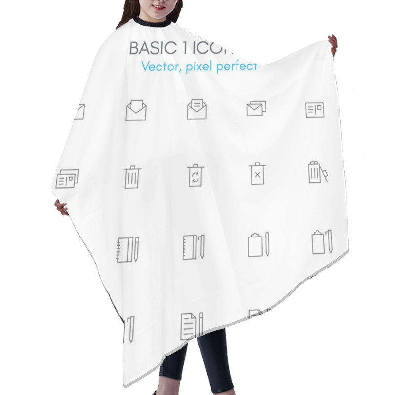 Personality  Basic 1 Theme Line Icon Set. Hair Cutting Cape