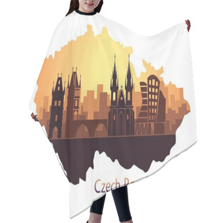 Personality  Landscape Of Prague With Sights. Abstract Skyline In The Form Of A Map Of The Czech Republic Hair Cutting Cape