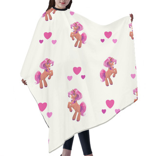 Personality  Seamless Pattern With Cute Cartoon Little Horse Hair Cutting Cape