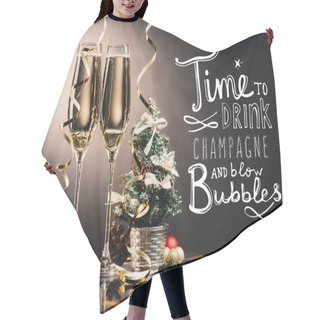 Personality  Glasses Of Champagne And Christmas Decorations Hair Cutting Cape