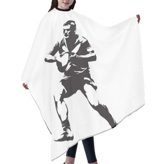 Personality  Rugby Player With Ball, Abstract Vector Silhouette, Front View Hair Cutting Cape