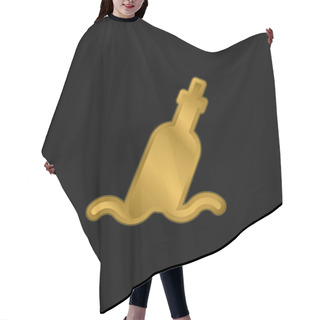 Personality  Bottle Gold Plated Metalic Icon Or Logo Vector Hair Cutting Cape