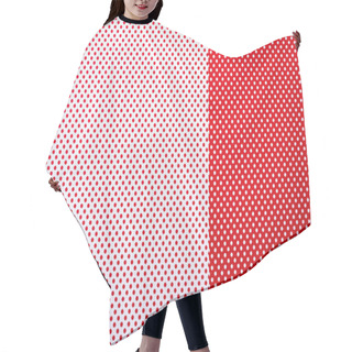 Personality  Top View Of Red And White Surface With Polka Dot Pattern For Background Hair Cutting Cape