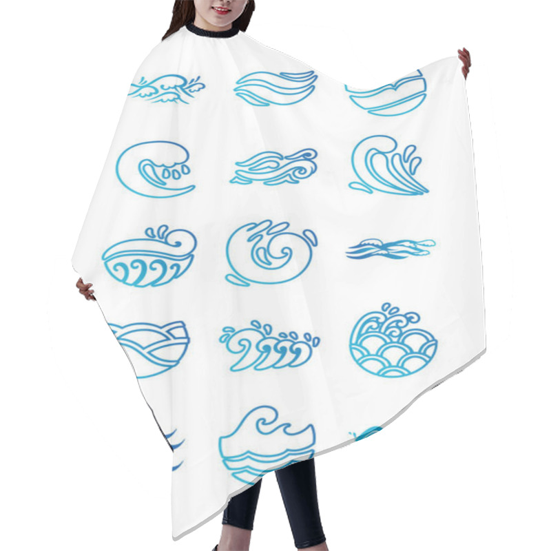 Personality  Bundle Of Waves Ocean Set Icons Hair Cutting Cape