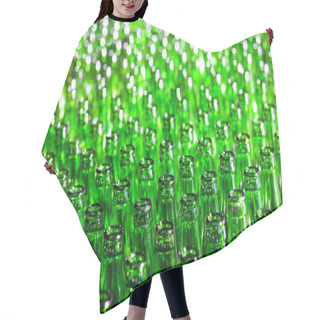 Personality  Bunch Of Green Glass Bottles. Soft Focus. Hair Cutting Cape