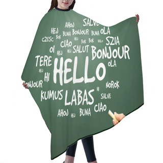 Personality  Word Hello In Different Languages, Presentation Backgroun Hair Cutting Cape