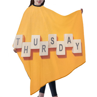 Personality  Top View Of Wooden Blocks With Letters On Orange Surface Hair Cutting Cape