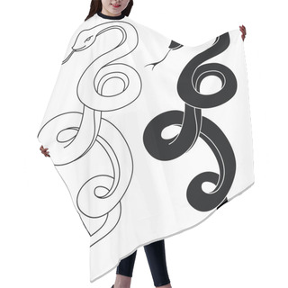 Personality  Snake Tattoo Style Vector Illustration. Hair Cutting Cape