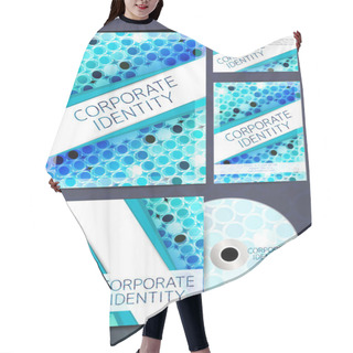 Personality  Corporate Identity Kit Or Business Kit With Artistic, Abstract Design In Blue Color For Your Business Includes CD Cover, Business Card And Letter Head Designs In EPS 10 Format. Hair Cutting Cape