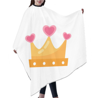 Personality  Vector Cute Princess Crown With Heart Sign Color Icon Hair Cutting Cape