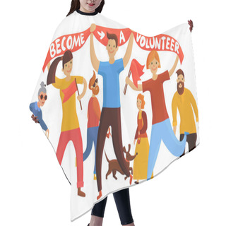 Personality  Young Volunteering Enthusiasts Composition Hair Cutting Cape