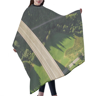 Personality  Aerial View Of Empty Bridge Over Beautiful Green Forest Hair Cutting Cape
