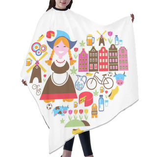 Personality  Heart With Netherlands Vector Icons Hair Cutting Cape