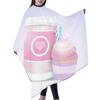 Personality  Vector Cupcake And Coffee For Valentines Day Hair Cutting Cape