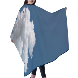 Personality  White Fluffy Cloud Made Of Cotton Wool Isolated On Dark Blue, Panoramic Shot Hair Cutting Cape