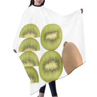 Personality  Close Up View Of Arranged Fresh Kiwi Fruits Isolated On White Hair Cutting Cape