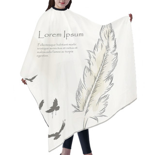 Personality  Writing Old Feather Paint With Flying Birds Hair Cutting Cape