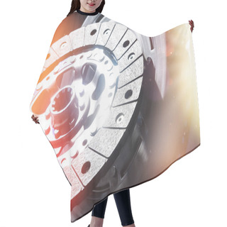 Personality  Close-up Shot Of Clutch Disk And Basket On Dark Background Hair Cutting Cape