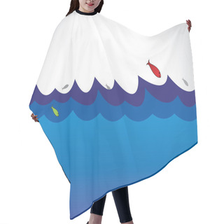 Personality  Blue Wild Ocean Sea Surface With Fish Jumping Out Of Water Art. Colorful Red And Green Happy Fishes Jumping Out Of Water In Joy And Happiness - Wild Sealife Concept Illustration Hair Cutting Cape