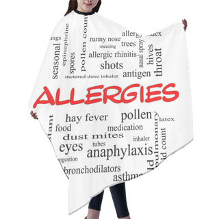 Personality  Allergies Word Cloud Concept In Red Caps Hair Cutting Cape