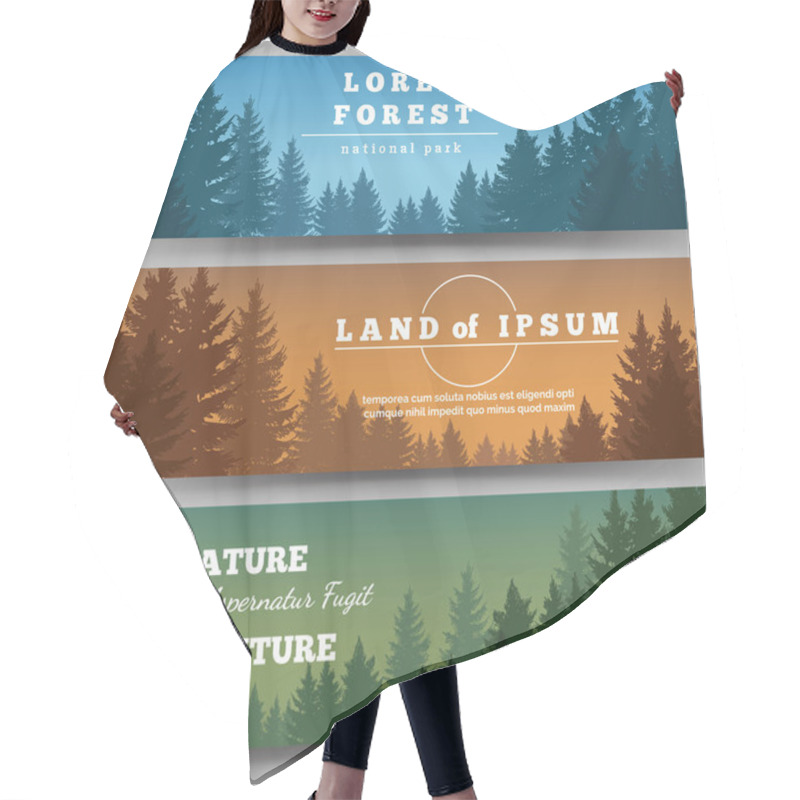 Personality  Green pines forest banners hair cutting cape