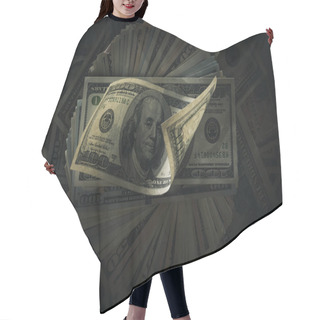 Personality  Dollar Banknotes On Dark Hair Cutting Cape