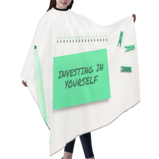 Personality  Writing Displaying Text Investing In Yourself, Business Approach Learning New Skill Developing Yourself Professionally Hair Cutting Cape