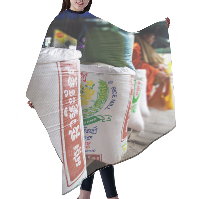 Personality  Rice Bags At A Market Stall In Asia Hair Cutting Cape