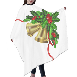 Personality  Christmas Gold Bells Holly Sprig And Berries Hair Cutting Cape
