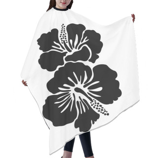 Personality  Hibiscus Flower Tropical Exotic Vector Tattoo Silhouette Drawing Illustration.Hawaiian Floral Plant Stencil Design Element.Plotter Laser Cutting.Vinyl Wall Sticker Decal.Cut File.Logo.Shirt Print.DIY. Hair Cutting Cape