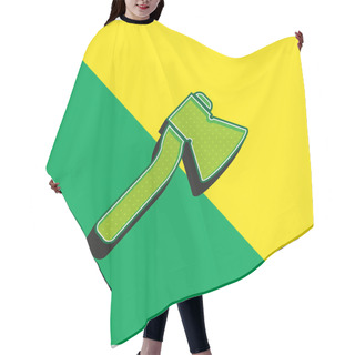 Personality  Axe Green And Yellow Modern 3d Vector Icon Logo Hair Cutting Cape