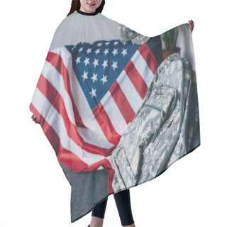 Personality  American Flag And Camouflage Backpack Hair Cutting Cape