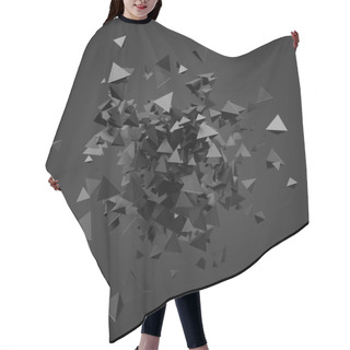 Personality  Abstract 3D Rendering Of Flying Particles. Hair Cutting Cape