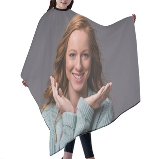 Personality  Happy Redhead Girl Hair Cutting Cape