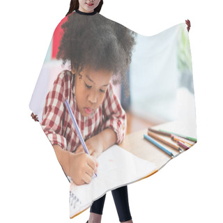 Personality  African Cute Kids Studying  At Home, Kids Education Concept Hair Cutting Cape
