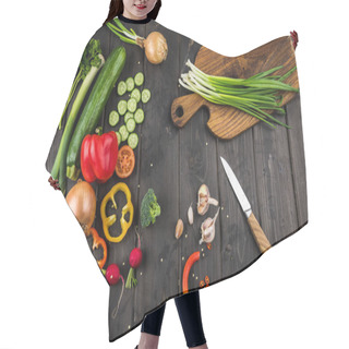 Personality  Fresh Vegetables And Knife  Hair Cutting Cape