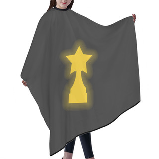 Personality  Award Trophy With Star Shape Yellow Glowing Neon Icon Hair Cutting Cape