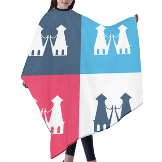 Personality  Antioquia Bridge Silhouette, Monument Of Colombia Country Blue And Red Four Color Minimal Icon Set Hair Cutting Cape