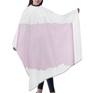 Personality  Ripped White Textured Paper With Curl Edges On Light Purple Background  Hair Cutting Cape