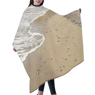 Personality  Pebble Stones On Sandy Beach With Sea Wave Hair Cutting Cape