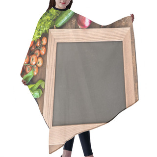 Personality  Chalkboard With Group Of Fresh Vegetables  Hair Cutting Cape