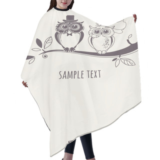 Personality  Card With Owls. Hair Cutting Cape
