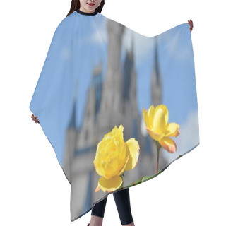 Personality  Yellow Flower In Front Of Princess Castle Hair Cutting Cape