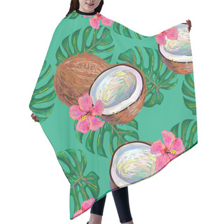Personality  Seamless Pattern With Coconuts And Flowers Hair Cutting Cape
