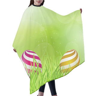 Personality  Easter Eggs On Grass. Hair Cutting Cape