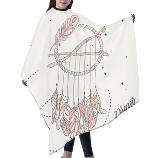 Personality  Hand Drawn Vector Dreamcatcher. T-shirts Print Or Tattoo Hair Cutting Cape